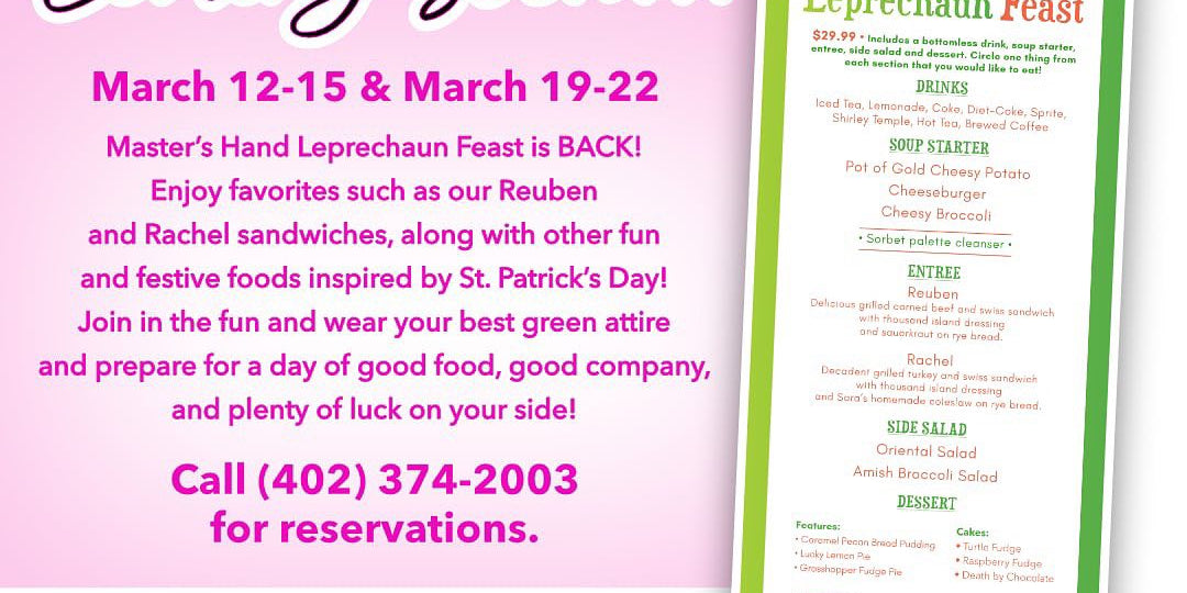 Leprechaun Feast - March 12-15 & March 19-22